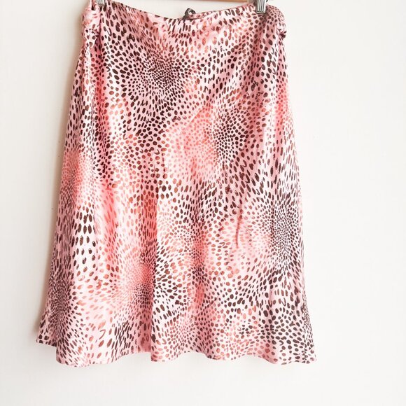 Anthropologie The Tilda Pink Animal Print Satin Skirt XL - Picture 3 of 5